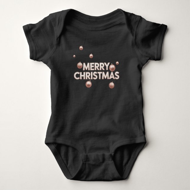 Body Para Bebé Rose Gold Merry Christmas - Holiday Design (Anverso)