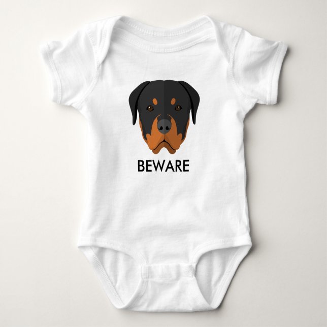 Body Para Bebé Rottweiler Beware (Anverso)