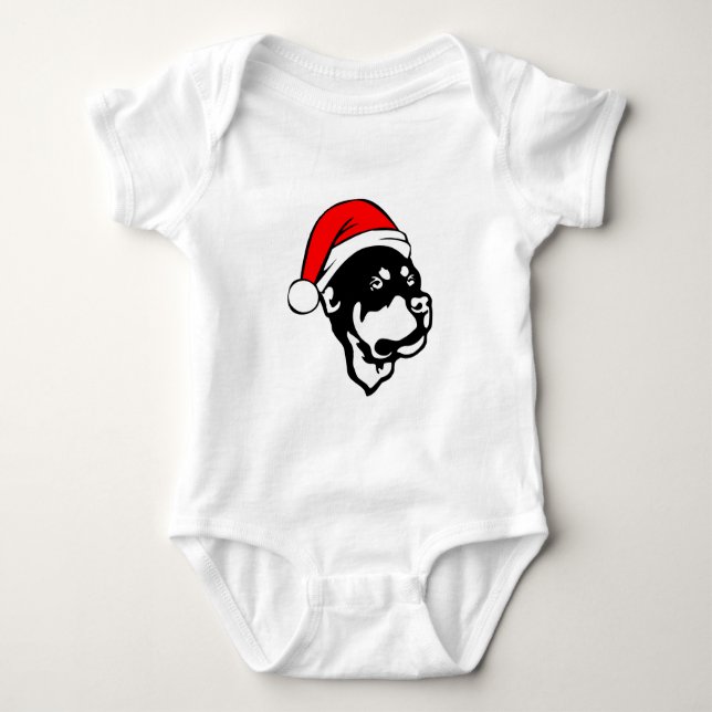 Body Para Bebé Rottweiler Dog con Navidades rojos Santa Hat (Anverso)