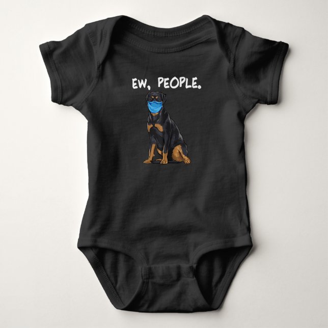 Body Para Bebé rottweiler ew people perro con mascara de cara (Anverso)