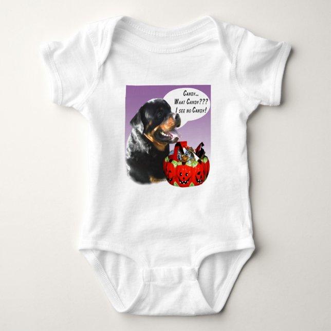 Body Para Bebé Rottweiler Halloween Candy (Anverso)