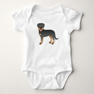 Body Para Bebé Rottweiler negro y marrón perro de dibujos animado