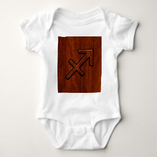 Body Para Bebé Rótulo Sagittarius Zodiac moderno en estilo caoba