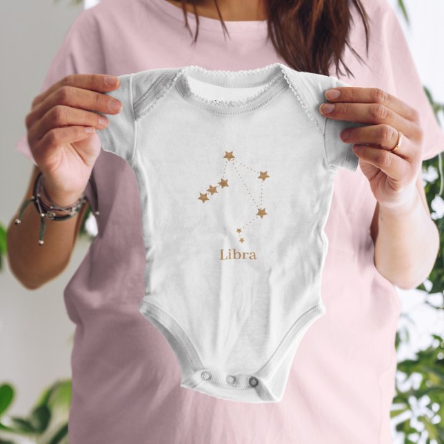 Body Para Bebé Rótulo Zodiac moderno Libra de oro | Aire de eleme (Subido por el creador)