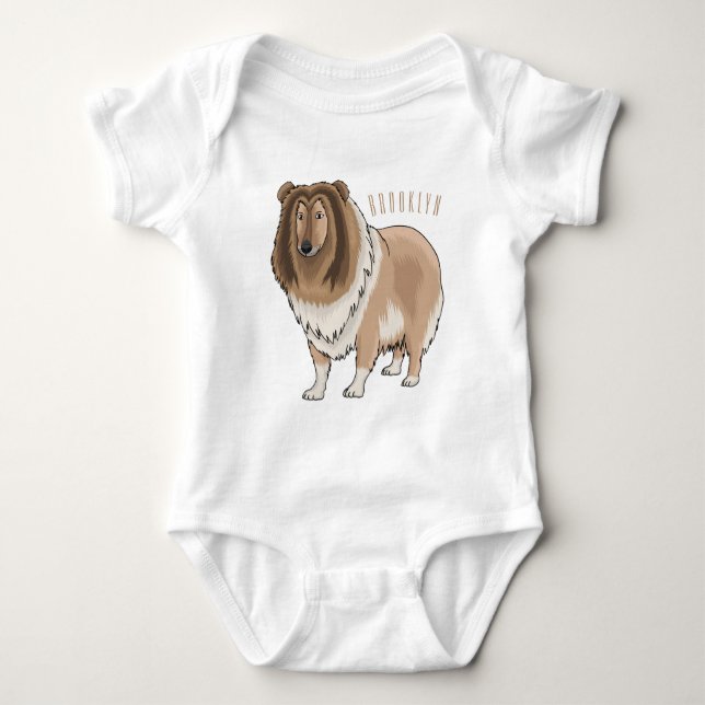 Body Para Bebé Rough collie dog cartoon illustration (Anverso)