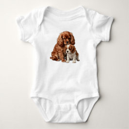 Body Para Bebé Ruby Cavalier Spaniel and her Blenheim puppy
