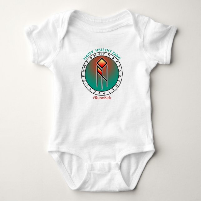Body Para Bebé #RuneKids Bebé Feliz y Saludable  (Anverso)