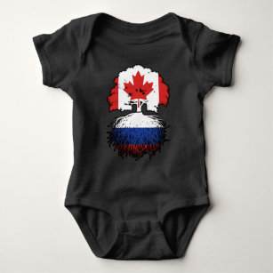Body Para Bebé Rusia Bandera de raíces rusas de árbol canadiense 