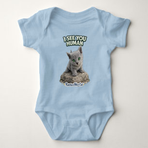 Body Para Bebé Russian blue funny kitten "I see you"