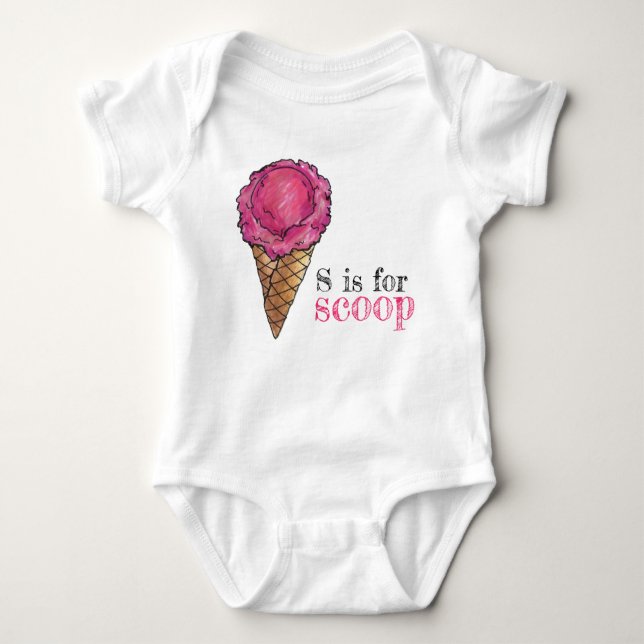 Body Para Bebé S es para Scoop Pink Strawberry Ice Cream Cone (Anverso)