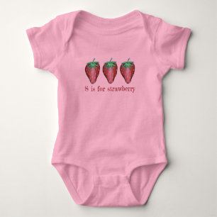 Body Para Bebé S es para Strawberry Red Strawberries Fruit ABCs