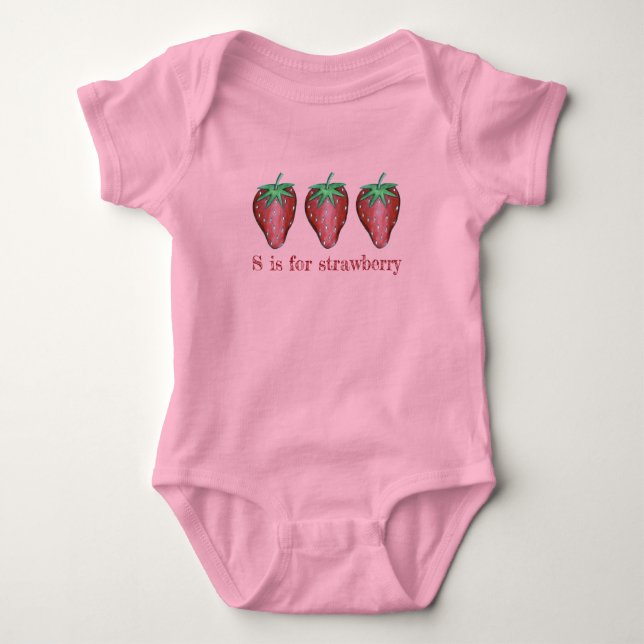 Body Para Bebé S es para Strawberry Red Strawberries Fruit ABCs (Anverso)