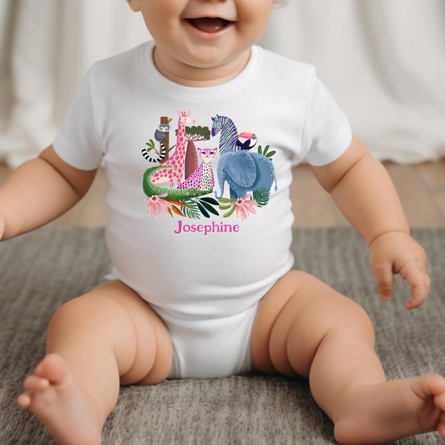 Body Para Bebé Safari jungle animals girl birthday (Subido por el creador)