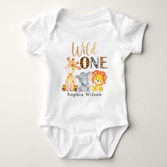 Body Para Bebé Safari Wild One First Birthday Baby Bodysuit (Anverso)