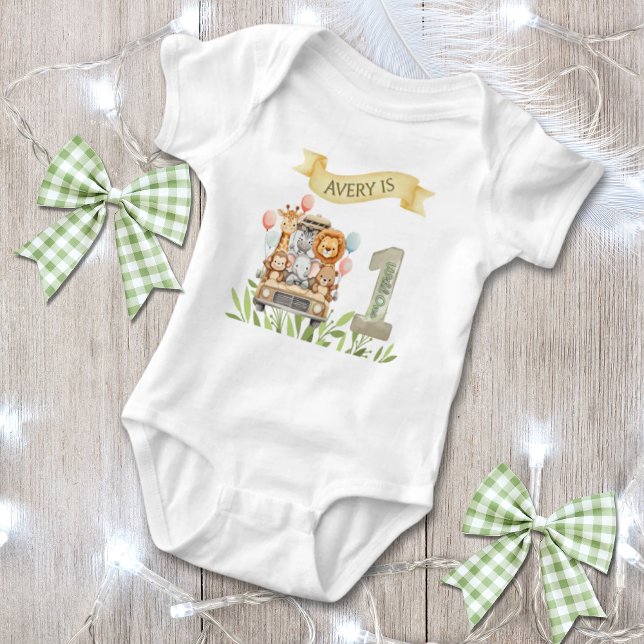 Body Para Bebé Safari Wild One Watercolor 1st Birthday (Subido por el creador)
