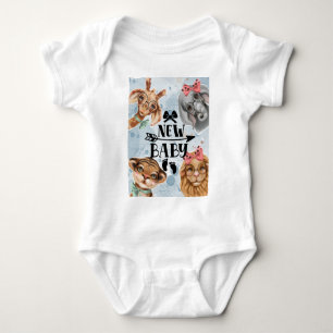 Body Para Bebé Safari wildone baby shower Bodysuit azul para bebé