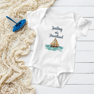Body Para Bebé Sailing into Parenthood Bodysuit, Pastel Boat