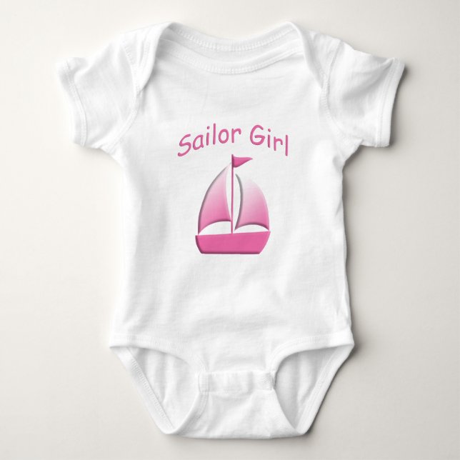 Body Para Bebé Sailor Chica Pink Sailboat Bodysuit (Anverso)