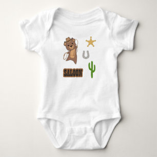 Body Para Bebé Salón del Oso Vaquero Conjunto de Pegatinas del Oe