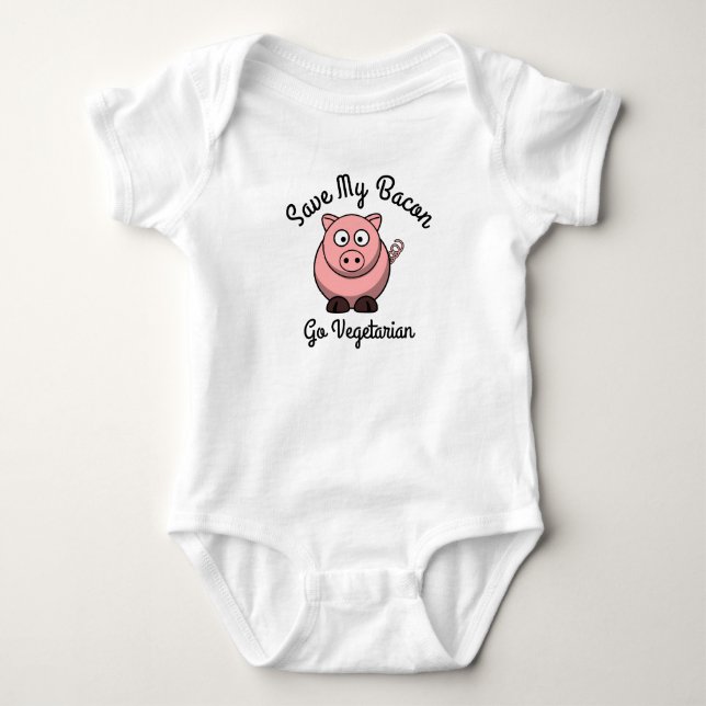 Body Para Bebé Salva Mi Tocino Hazte Vegetariano (Anverso)