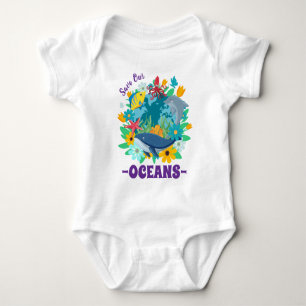Body Para Bebé Salva nuestros océanos Flor Ballena Diseño Colorid