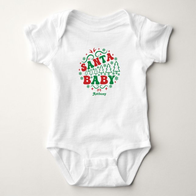 Body Para Bebé Santa Bebé Personalizado Navidad Retro (Anverso)