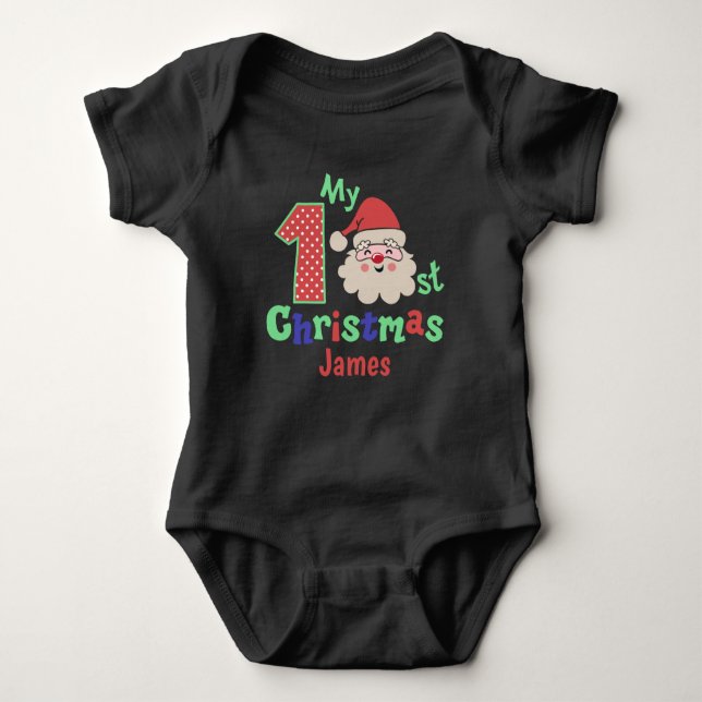 Body Para Bebé Santa Bebé primera Navidad personalizada (Anverso)