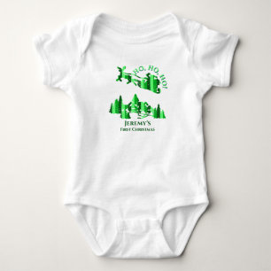 Body Para Bebé Santa Claus First Christmas Green Add Name