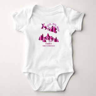 Body Para Bebé Santa Claus First Christmas Pink Add Name