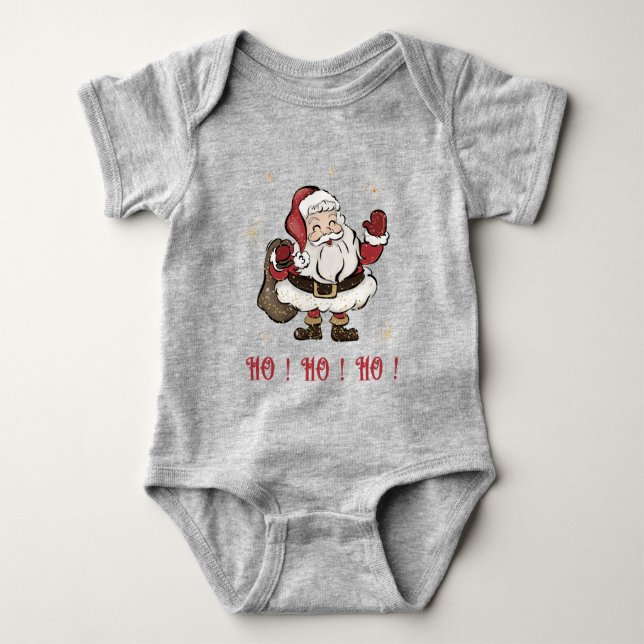 Body Para Bebé Santa Claus Gray Baby Bodysuit (Anverso)