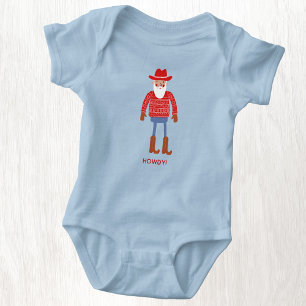 Body Para Bebé Santa Cowboy Texto Personalizado Navidad