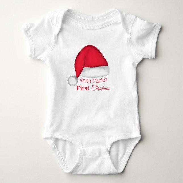 Body Para Bebé Santa Hat Baby T Shirt Personalizado (Anverso)