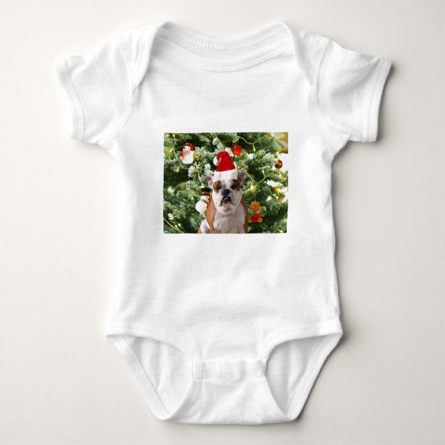 Body Para Bebé Santa Hat Bulldog Árbol de Navidad Snowman Gift Bo (Anverso)