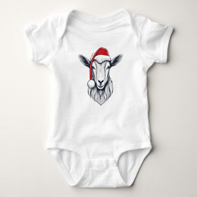 Body Para Bebé Santa Holiday Goat Santa Hat Navidades Goat (Anverso)