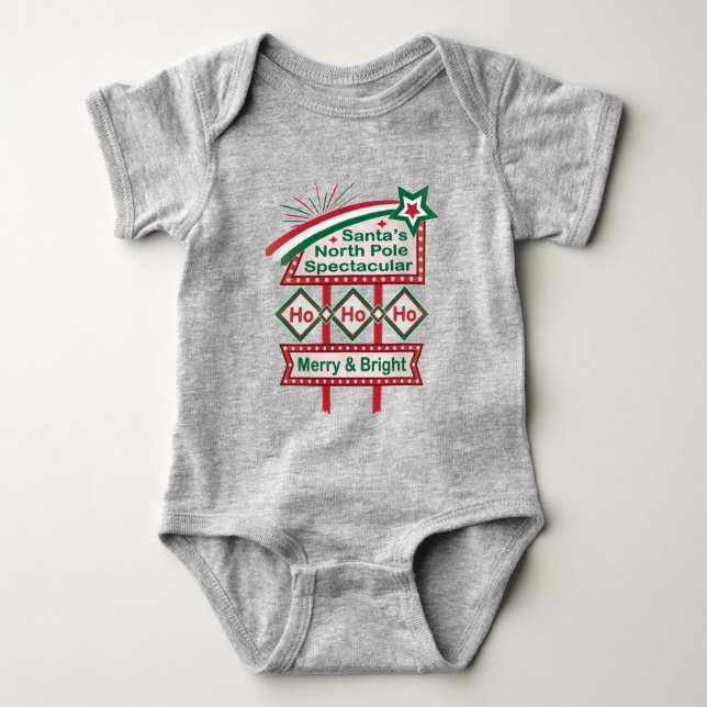 Body Para Bebé Santa Marquee Retro - Ho Ho Merry & Bright (Anverso)