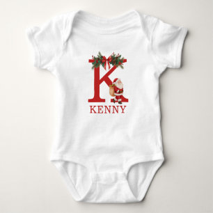Body Para Bebé Santa Monograma y Nombre Familia Combinación