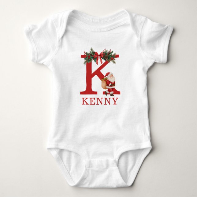 Body Para Bebé Santa Monogrammed and Name Family Matching (Anverso)