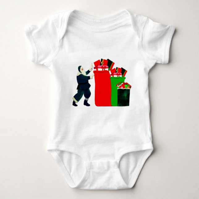 Body Para Bebé Santa Packing Gift Sacks T-Shirt (Anverso)