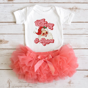 Body Para Bebé Santa Retro Groovy Rosa Rojo Mantén la Alegría y e