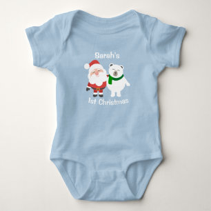 Body Para Bebé Santa y oso polar lindos 1er Navidad
