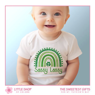 Body Para Bebé Sassy Lassy Shamrock Arcoíris Chica del Día de San