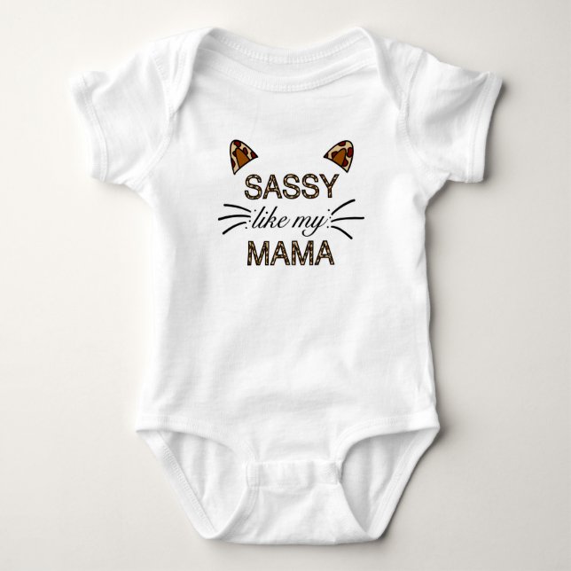 Body Para Bebé Sassy like My Mama Leopard Print Whiskers and Oars (Anverso)