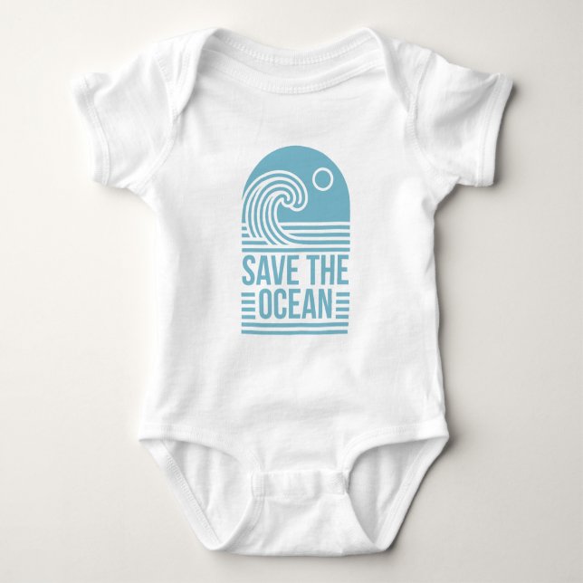 Body Para Bebé Save the ocean activist beach retro blue aesthetic (Anverso)