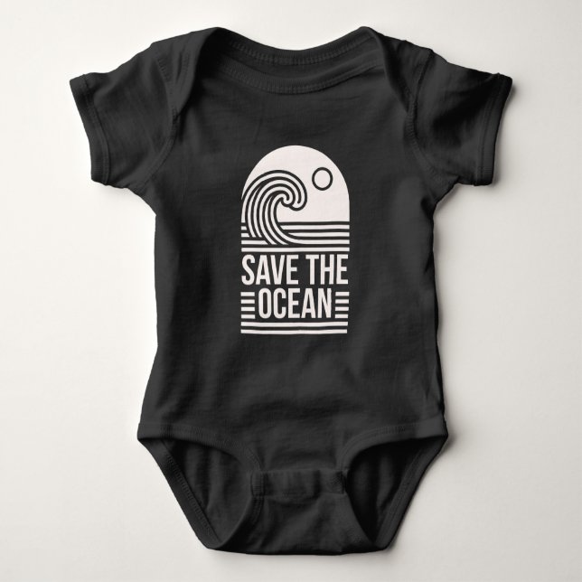 Body Para Bebé Save the ocean protection conservation black (Anverso)