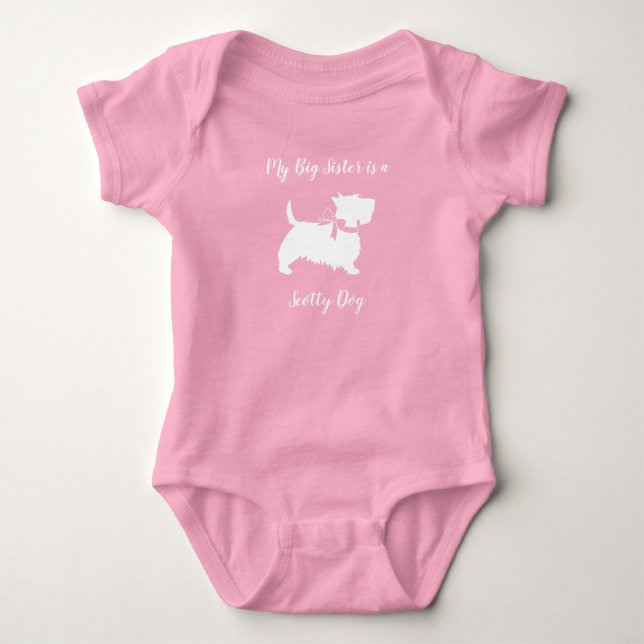 Body Para Bebé Scotty Dog Baby Shower Puppy Scottish Terrier Pink (Anverso)