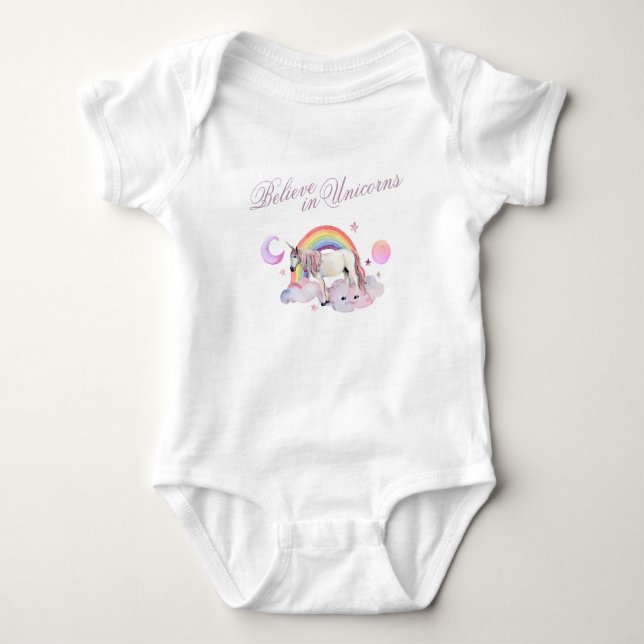 Body Para Bebé Sea Unique Girly Moon Unicornio Rainbow (Anverso)