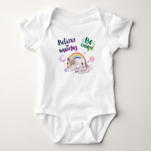 Body Para Bebé Sea Unique Girly Moon Unicornio Rainbow