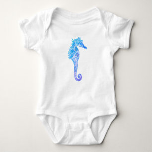 Body Para Bebé Seahorse mandala dibujando traje de bebé