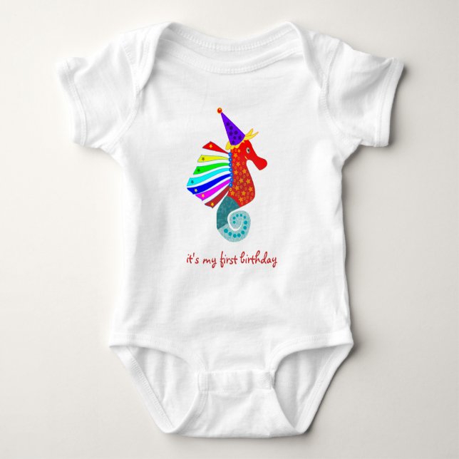 Body Para Bebé seahorse: Mi primer cumpleaños (Anverso)