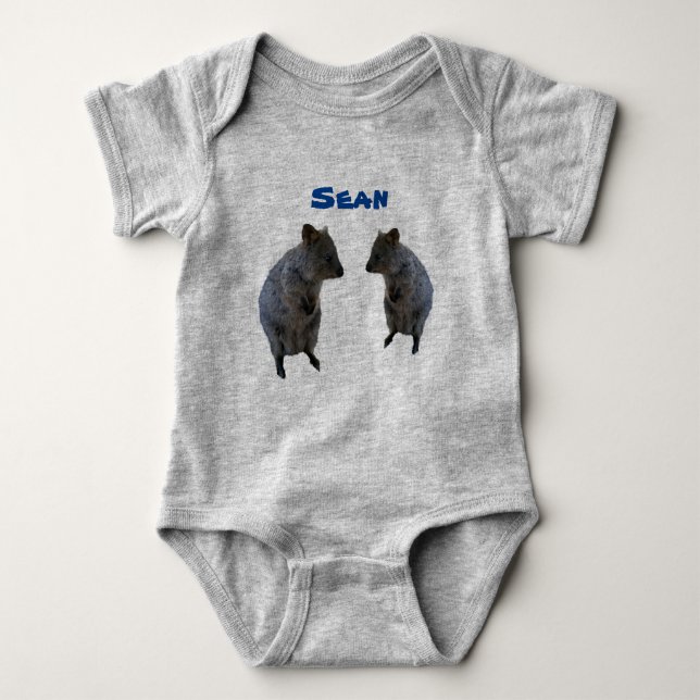 Body Para Bebé Sean Name Con Aussie Quokkas, Baby Bodysuit (Anverso)